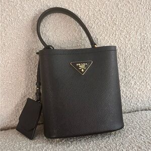 PRADA Saffiano Leather Pannier Black Bag [S]